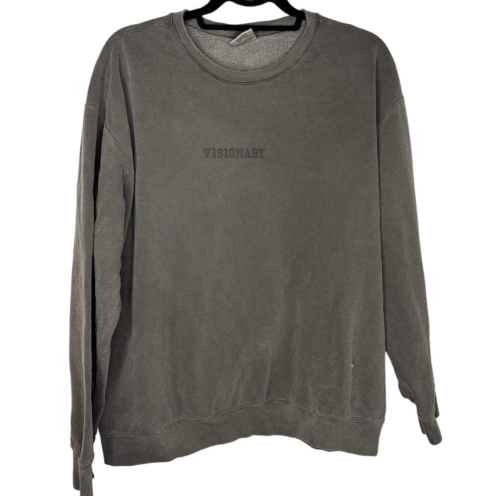 Comfort Colors "Visionary" Crewneck Sweatshirt Size Large Gray Lightweight - Picture 1 of 6